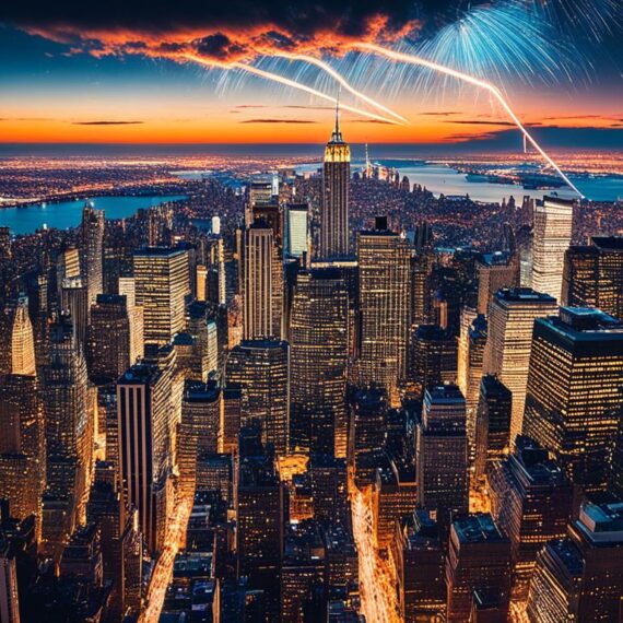A meteor over the NYC skyline