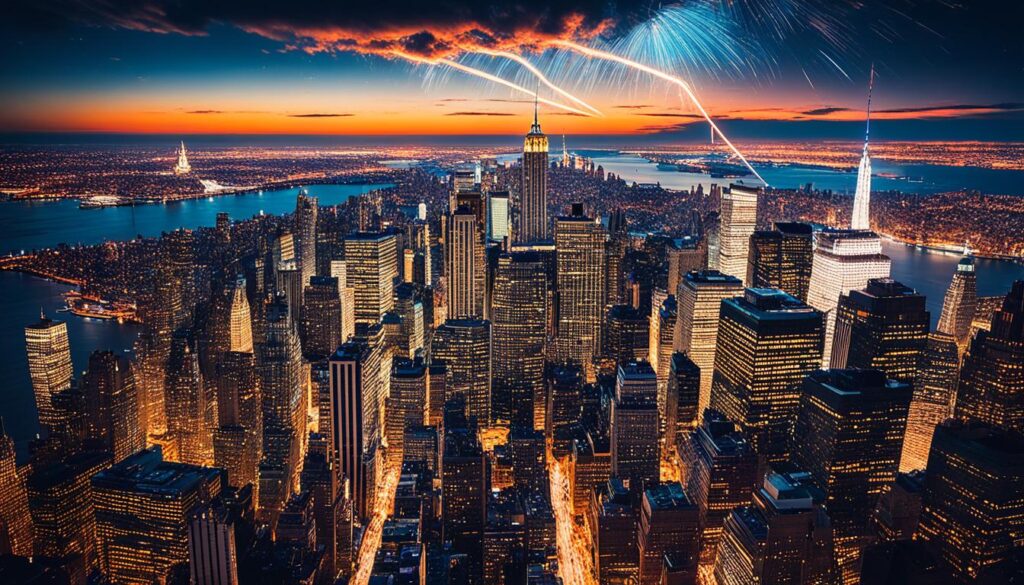 A meteor over the NYC skyline