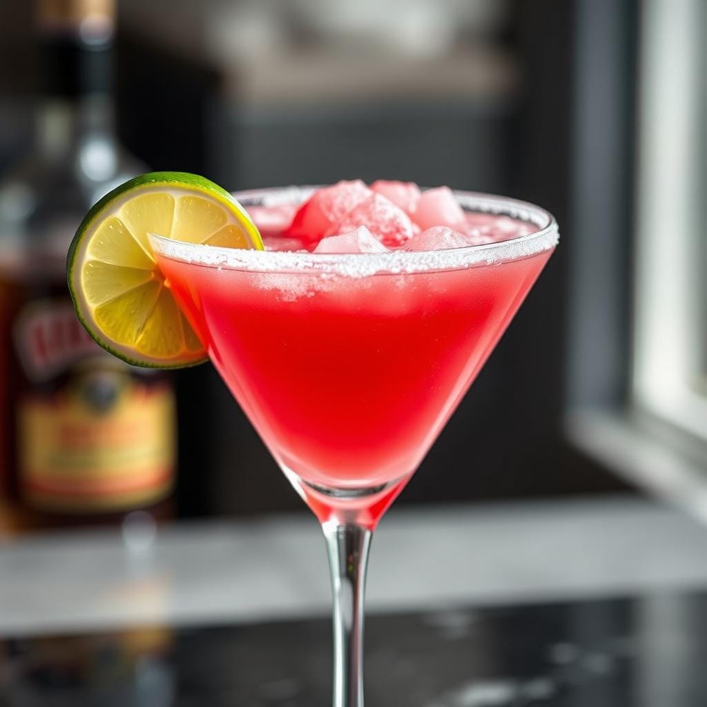 Frozen Cosmopolitan cocktail with slushy texture, best Cosmopolitan for summer How to Make the Best Cosmopolitan: A Pop Culture Icon