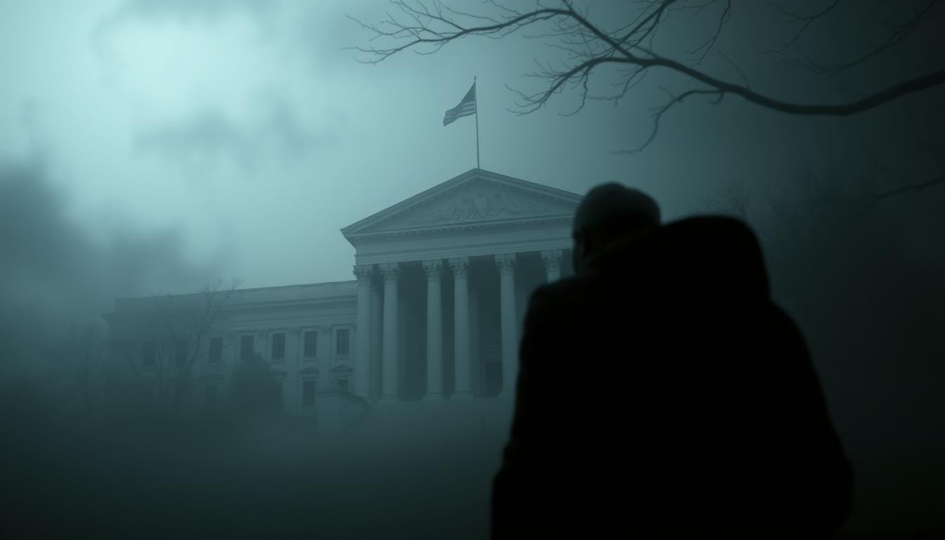 A government building, its facade adorned with the symbols of authority, stands in stark contrast to the sea of uncertainty surrounding it. Amidst the shadows, a figure emerges, their gaze fixed on the structure, embodying the tension of a policy reversal. The air is charged with a sense of unease, as if the very fabric of the established order is being challenged. Soft, diffused lighting casts a moody, introspective atmosphere, inviting the viewer to ponder the implications of this shift in direction. The scene is a visual metaphor for the changing tides of bureaucratic decision-making, a testament to the fluidity of power and the ever-evolving landscape of public policy. No More Vaccine Records for Federal Employees