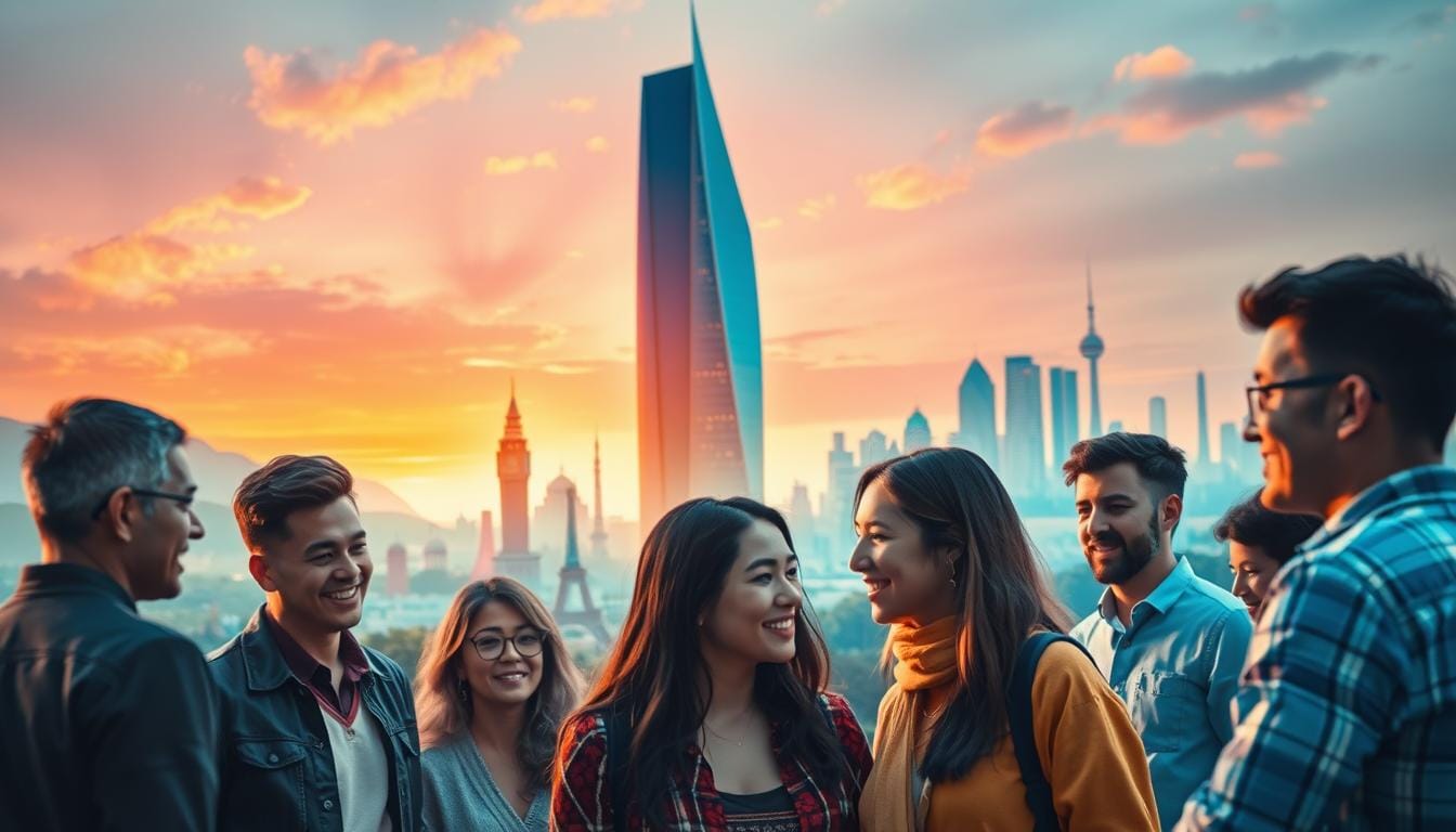 A vibrant, multicolored landscape showcasing the power of language translation. In the foreground, a diverse group of people collaborating, their faces alight with understanding as they navigate the nuances of cross-cultural communication. The middle ground features a towering, stylized translation interface, its sleek design radiating a sense of technological sophistication. In the background, a kaleidoscope of global landmarks and cityscapes, symbolizing the far-reaching impact of translation skills. Warm, diffused lighting casts a inviting glow, while a shallow depth of field draws the viewer's focus to the central figures. The overall atmosphere conveys the transformative potential of mastering translation, empowering individuals to connect, explore, and thrive in an interconnected world. How to Use Google Translate Like a Pro