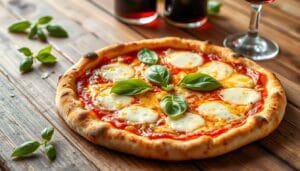 Homemade Margherita Pizza Crispy pizza crust topped with fresh mozzarella