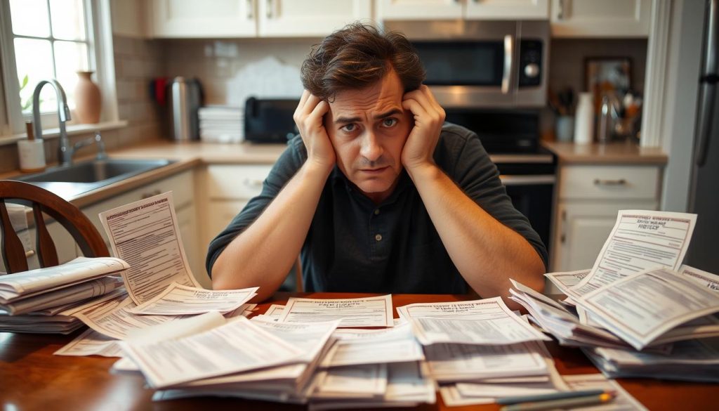 Person looking at a stack of toll violation notices  Person looking at a stack of toll violation notices