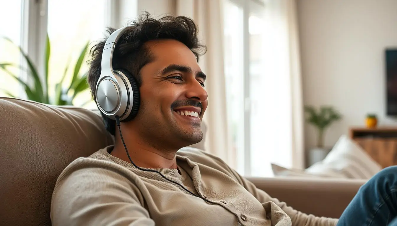 Person enjoying music with premium headphones in a relaxed setting for best headphones 2025 Person enjoying music with premium headphones in a relaxed setting for best headphones 2025