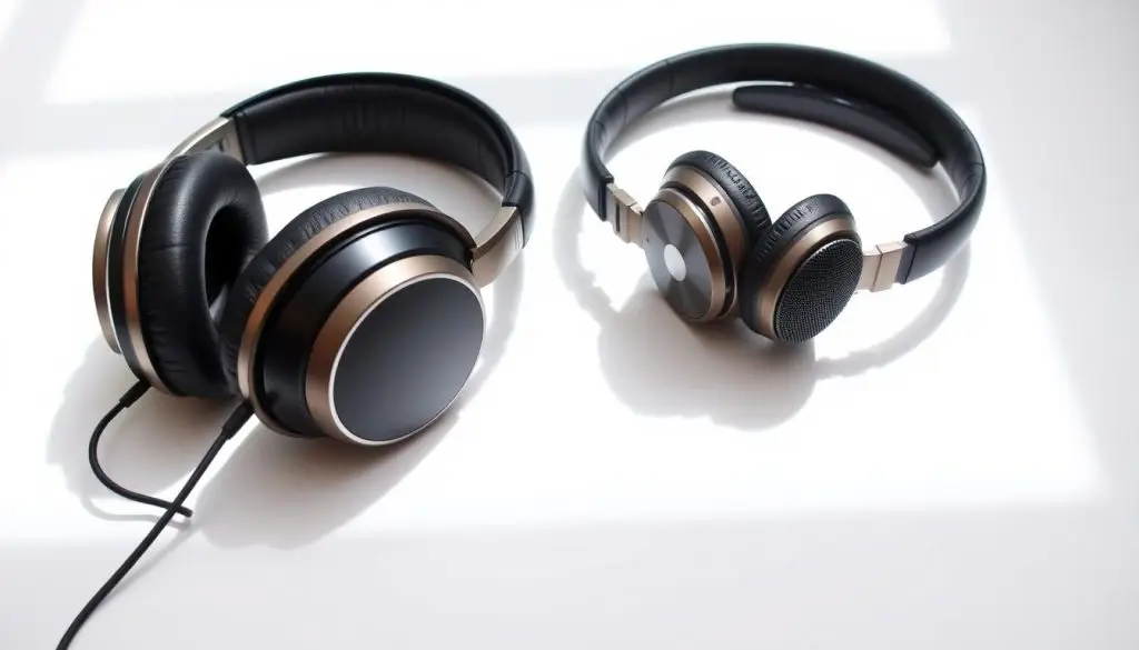 Premium and budget headphones side by side showing the difference in build quality and materials for best headphones 2025