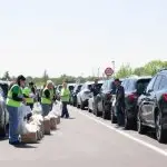 Volunteer food drive at a local school