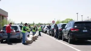 Volunteer food drive at a local school