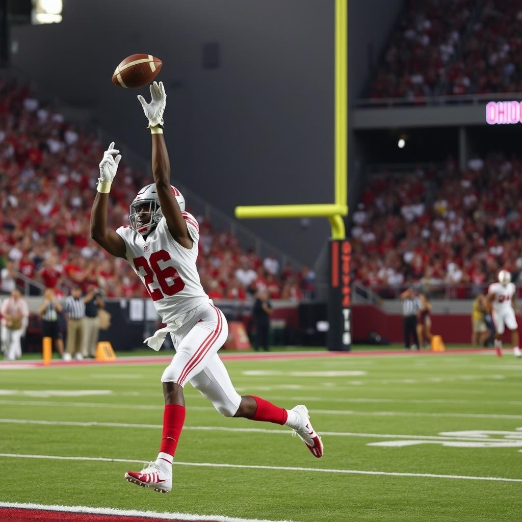 Elijah Sarratt scoring the game-winning touchdown in the Ohio State vs Indiana football game Ohio State vs Indiana football game