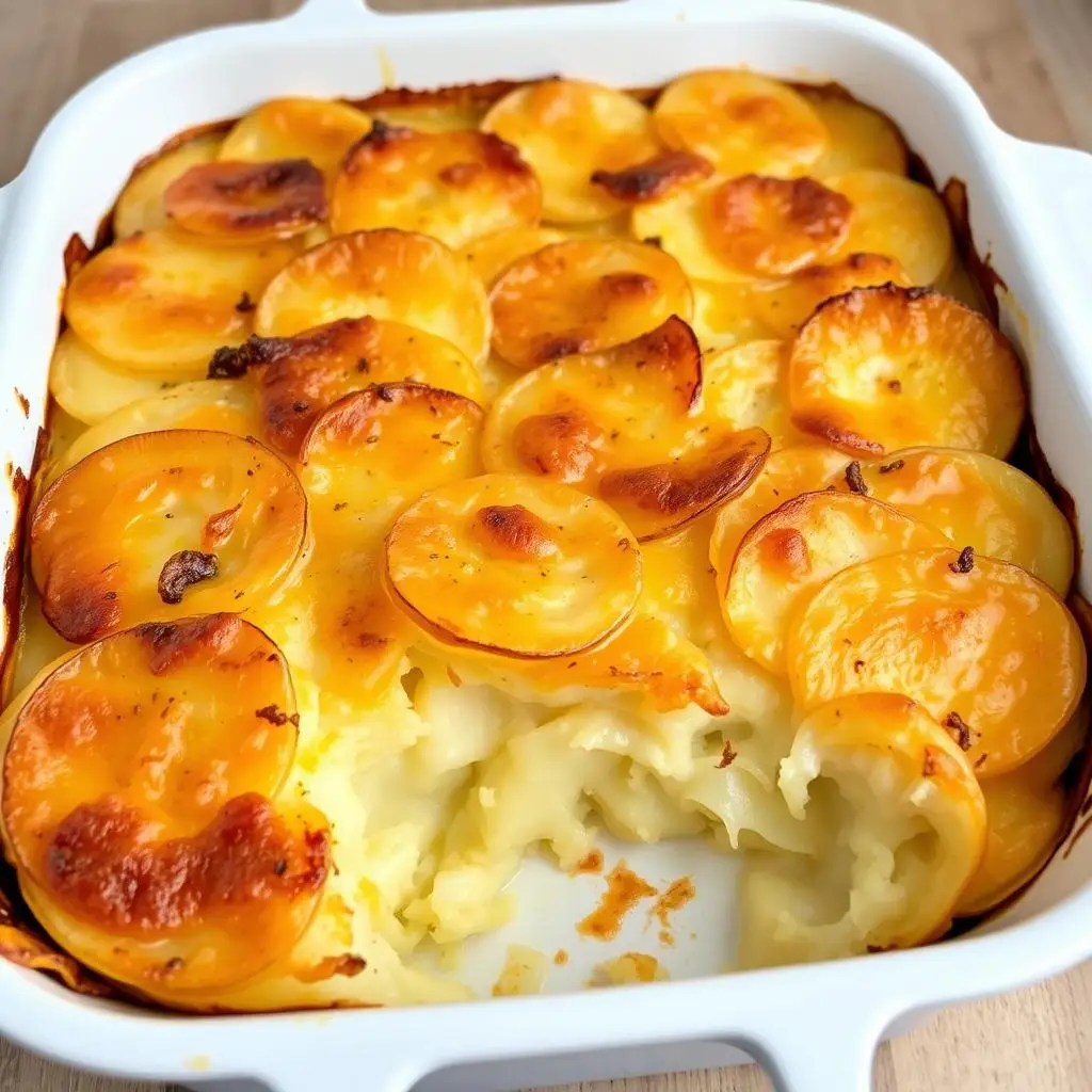 Scalloped potatoes with cheese as a budget-friendly Christmas side dish Scalloped potatoes with cheese as a budget-friendly Christmas side dish